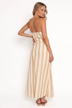 Luisa Midi Dress – Brown Stripe