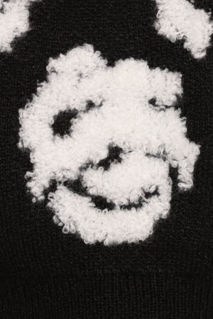 Lumara Texture Flower Short Sleeve Sweater – Black