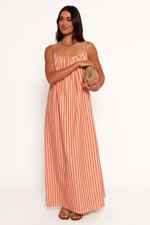Lumina Maxi Dress – Orange Beige Stripe