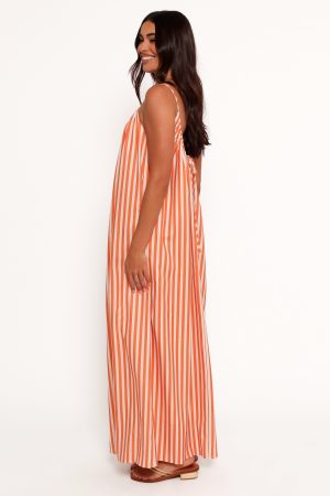 Lumina Maxi Dress – Orange Beige Stripe
