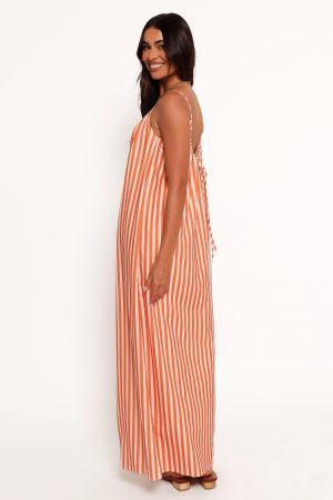 Lumina Maxi Dress – Orange Beige Stripe