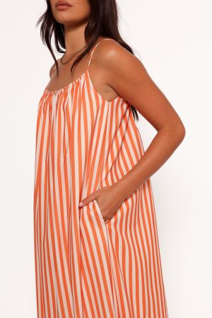 Lumina Maxi Dress – Orange Beige Stripe