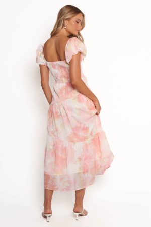 Lumis Midi Dress – Peach Floral