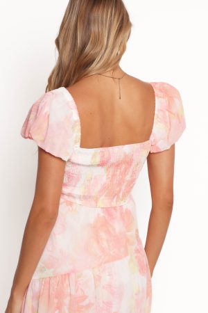 Lumis Midi Dress – Peach Floral