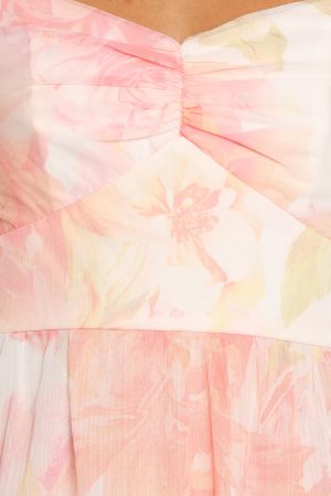 Lumis Midi Dress – Peach Floral
