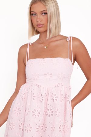 Lynne Mini Dress – Pink Broderie