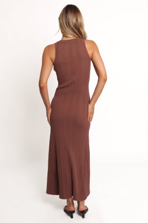 Lyon Maxi Knit Dress – Chocolate Brown