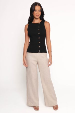 Lysa Knit Vest Top – Black