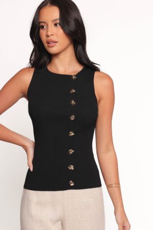 Lysa Knit Vest Top – Black