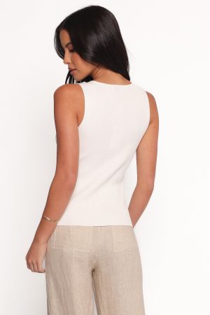 Lysa Knit Vest Top – White