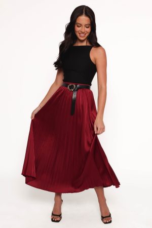 Lysandra Maxi Skirt – Burgundy