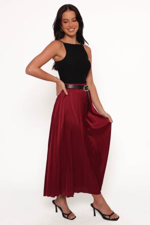 Lysandra Maxi Skirt – Burgundy