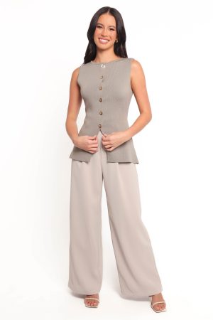Machia Knit Vest Top – Khaki