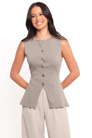 Machia Knit Vest Top – Khaki