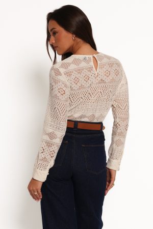 Maddot Long Sleeve Top – Cream