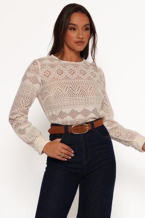 Maddot Long Sleeve Top – Cream