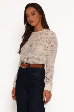 Maddot Long Sleeve Top – Cream