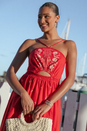 Madi Maxi Dress – Red Floral Bandana