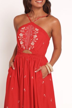 Madi Maxi Dress – Red Floral Bandana