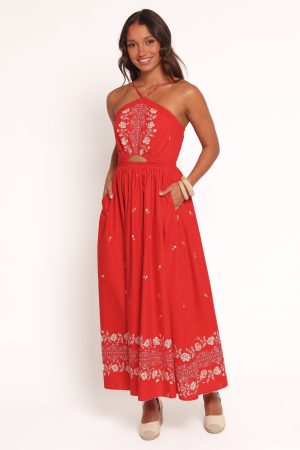 Madi Maxi Dress – Red Floral Bandana