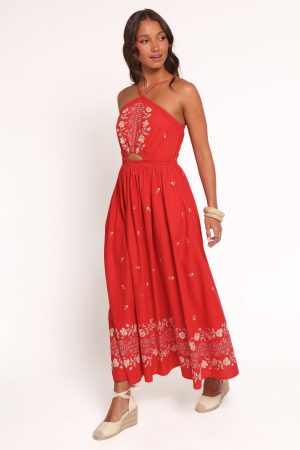 Madi Maxi Dress – Red Floral Bandana