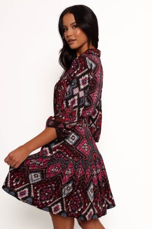 Mandy Long Sleeve Mini Dress – Chocolate Brown