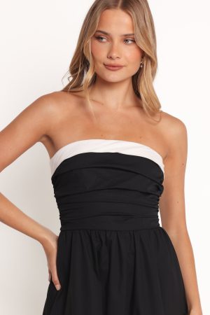 Marais Strapless Midi Dress – Black