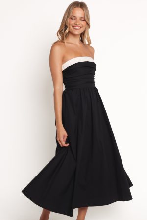 Marais Strapless Midi Dress – Black