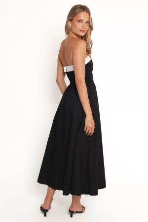Marais Strapless Midi Dress – Black