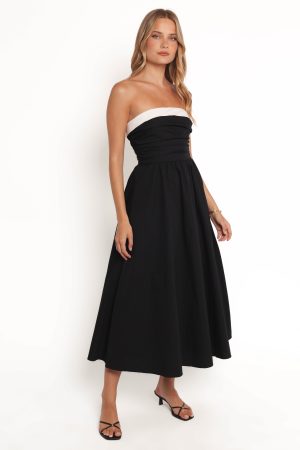 Marais Strapless Midi Dress – Black