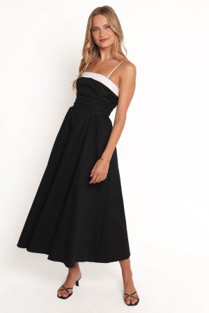 Marais Strapless Midi Dress – Black