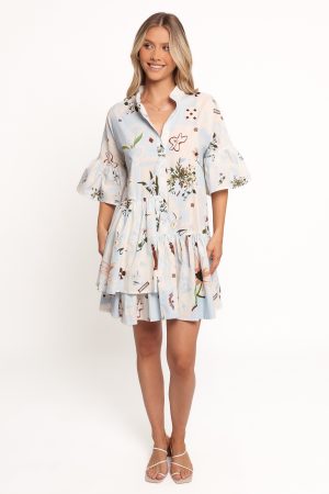 Marguerite Mini Dress – Blue Floral
