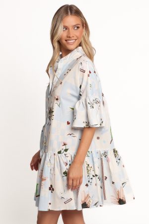 Marguerite Mini Dress – Blue Floral