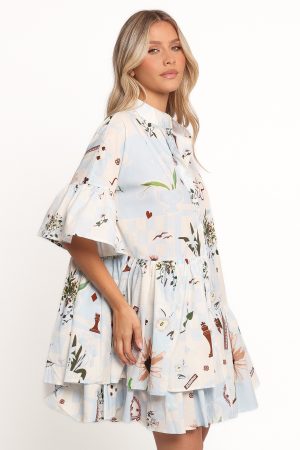 Marguerite Mini Dress – Blue Floral