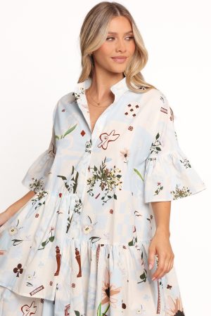 Marguerite Mini Dress – Blue Floral