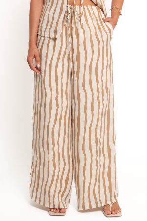 Marmo Wide Leg Pant – Tan Stripe