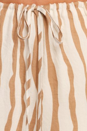 Marmo Wide Leg Pant – Tan Stripe