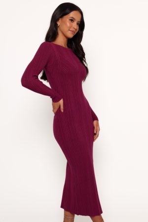 Mattie Long Sleeve Maxi Dress – Plum
