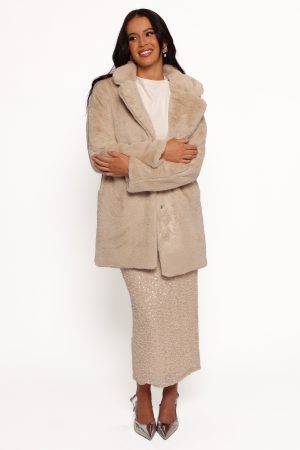 Meeka Faux Fur Jacket – Beige