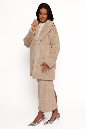 Meeka Faux Fur Jacket – Beige
