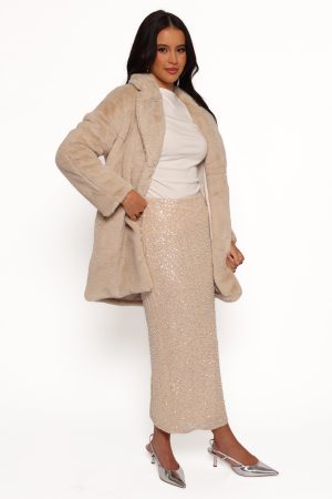 Meeka Faux Fur Jacket – Beige