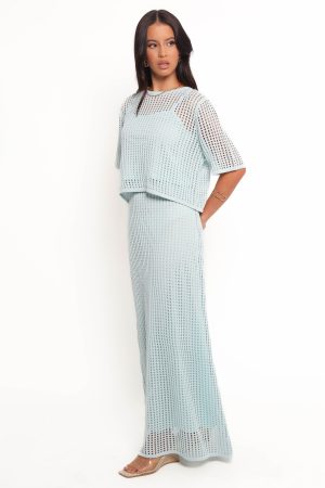 Kinnie Knit Skirt Set – Light Blue
