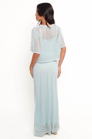 Kinnie Knit Skirt Set – Light Blue