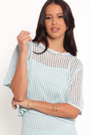 Kinnie Knit Skirt Set – Light Blue