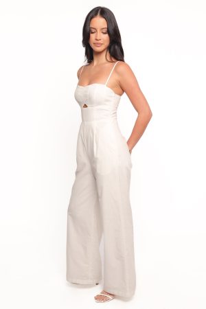 Metra Scalloped Jumpsuit – White