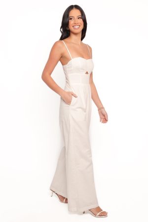 Metra Scalloped Jumpsuit – White