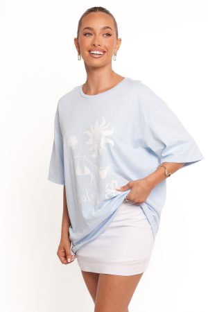 Mia Graphic Tee – Blue Soleil
