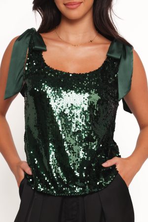 Miah Sequin Top – Emerald