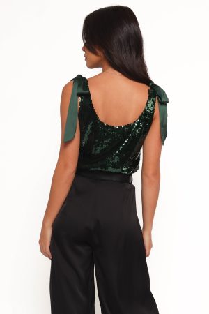 Miah Sequin Top – Emerald