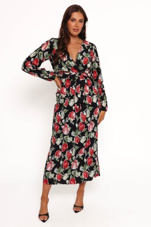 Minelli Pleat Midi Skirt – Black Rose